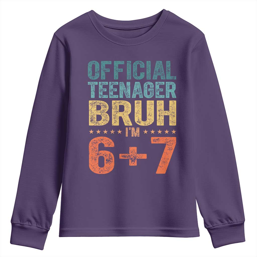 13th Birthday 67 Meme Youth Sweatshirt Official Teenager Bruh I Am Six Seven Retro 13 Years Old TS11 Purple Print Your Wear