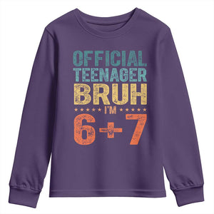 13th Birthday 67 Meme Youth Sweatshirt Official Teenager Bruh I Am Six Seven Retro 13 Years Old TS11 Purple Print Your Wear