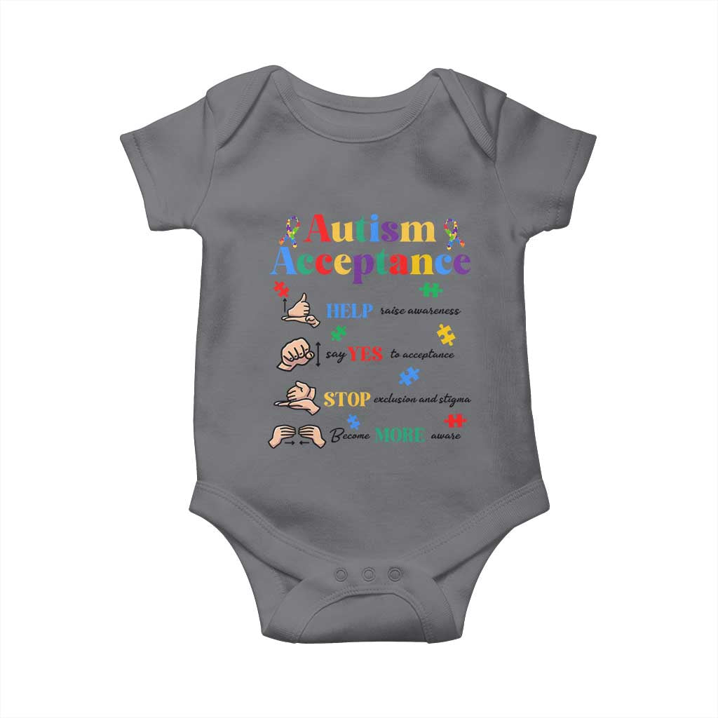 Autism Awareness Acceptance Hand Sign Language SPED Teacher Baby Onesie TS11 Charcoal Print Your Wear