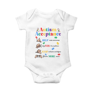 Autism Awareness Acceptance Hand Sign Language SPED Teacher Baby Onesie TS11 White Print Your Wear