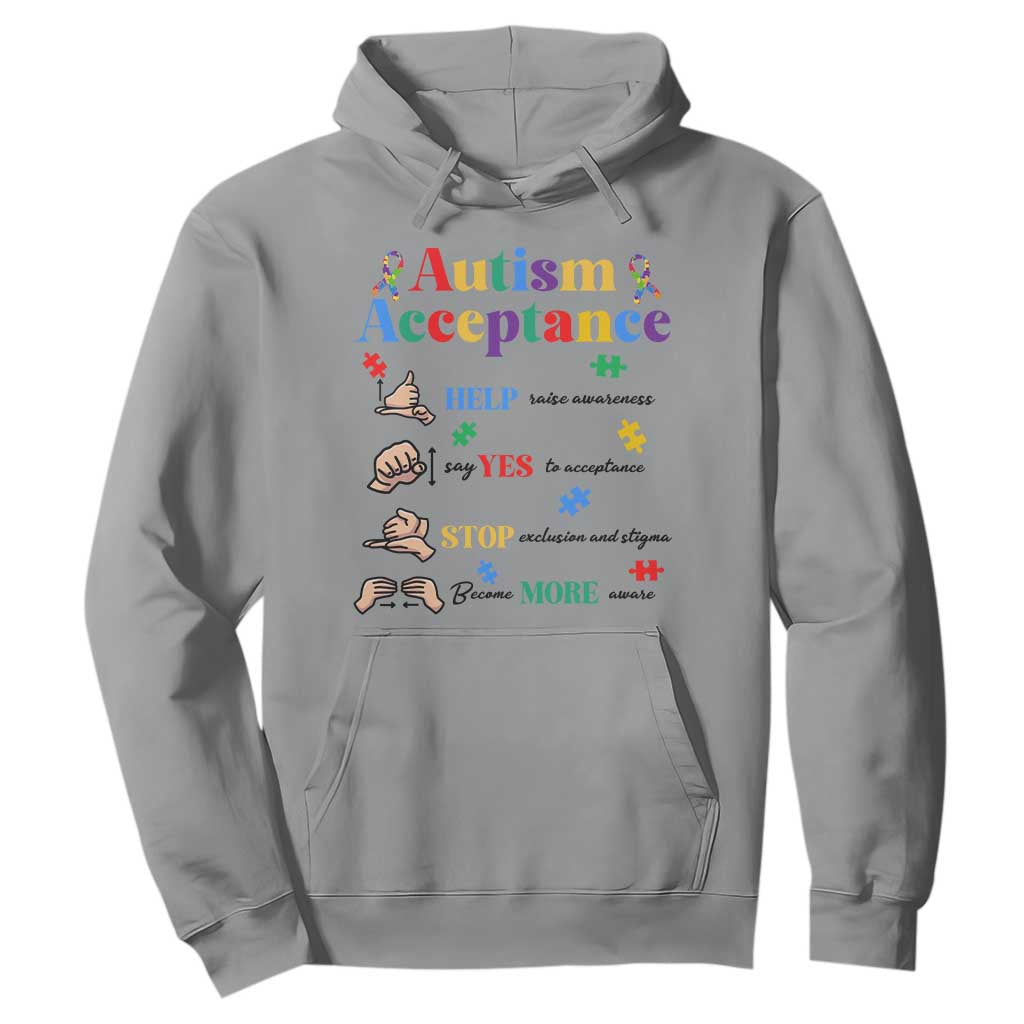Autism Awareness Acceptance Hand Sign Language SPED Teacher Hoodie TS11 Sport Gray Print Your Wear