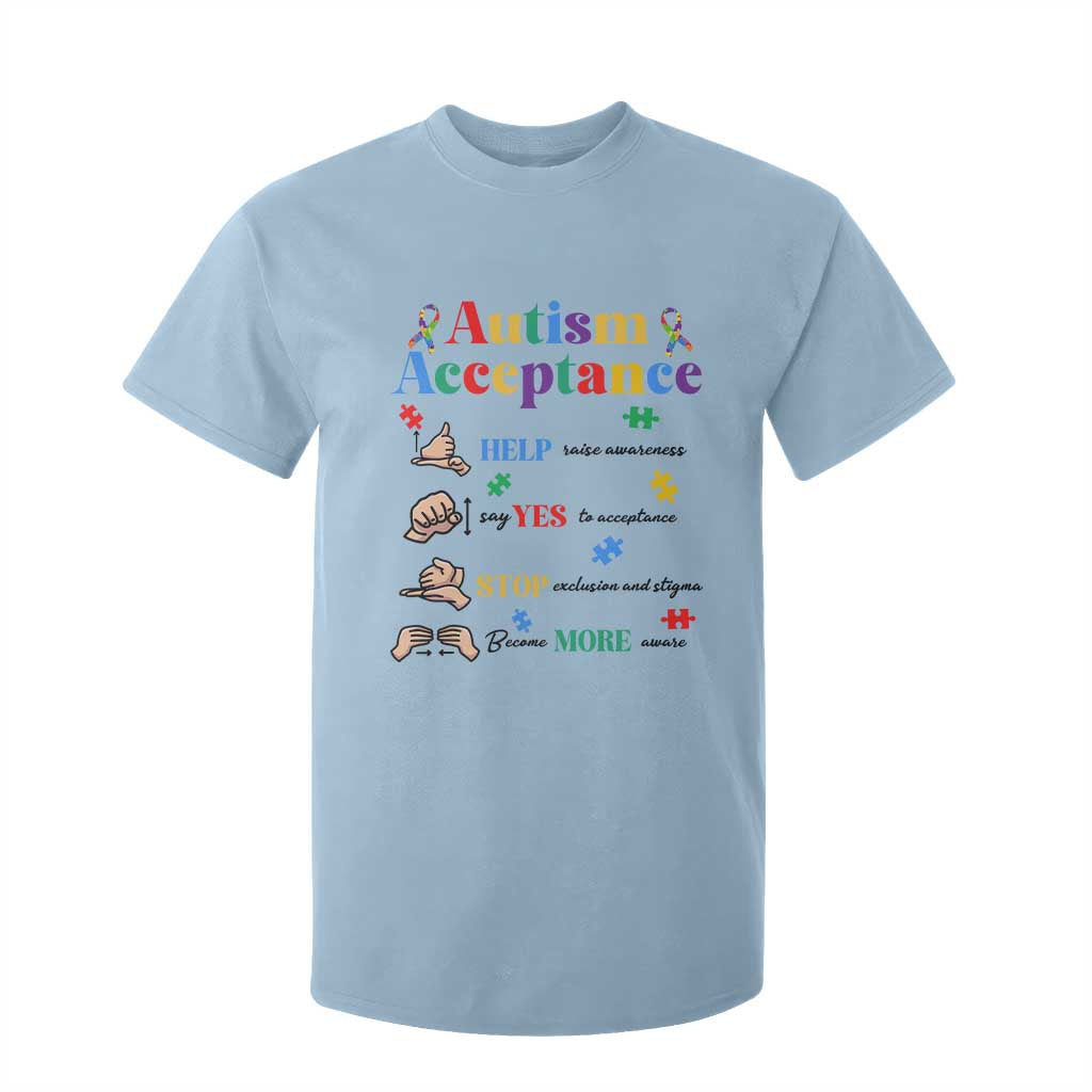 Autism Awareness Acceptance Hand Sign Language SPED Teacher T Shirt For Kid TS11 Light Blue Print Your Wear