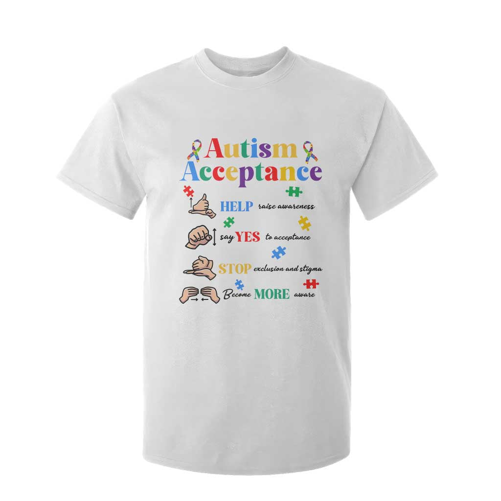 Autism Awareness Acceptance Hand Sign Language SPED Teacher T Shirt For Kid TS11 White Print Your Wear