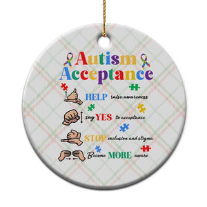 Autism Awareness Acceptance Hand Sign Language SPED Teacher Ceramic Ornament TS11 1pc Christmas Plaid Print Your Wear