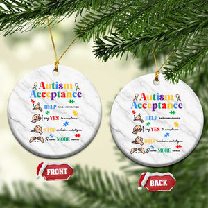 Autism Awareness Acceptance Hand Sign Language SPED Teacher Ceramic Ornament TS11 1pc White Marble Print Your Wear