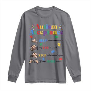 Autism Awareness Acceptance Hand Sign Language SPED Teacher Long Sleeve Shirt TS11 Charcoal Print Your Wear