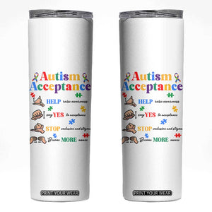 Autism Awareness Acceptance Hand Sign Language SPED Teacher Skinny Tumbler TS11 White Print Your Wear