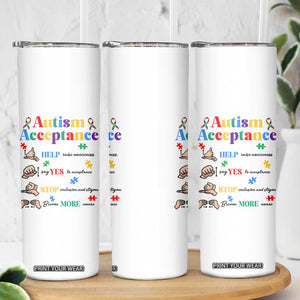 Autism Awareness Acceptance Hand Sign Language SPED Teacher Skinny Tumbler TS11 Print Your Wear