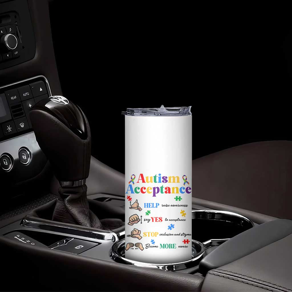 Autism Awareness Acceptance Hand Sign Language SPED Teacher Skinny Tumbler TS11 Print Your Wear