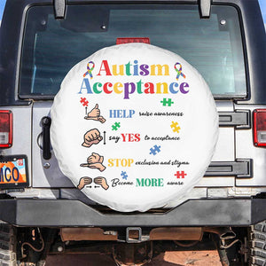 Autism Awareness Acceptance Hand Sign Language SPED Teacher Spare Tire Cover TS11 No hole White Print Your Wear