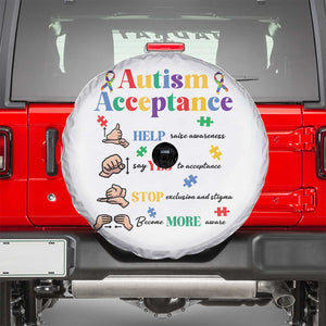 Autism Awareness Acceptance Hand Sign Language SPED Teacher Spare Tire Cover TS11 White Print Your Wear