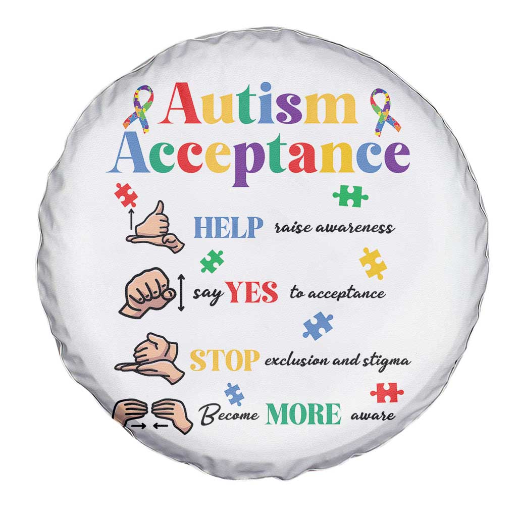Autism Awareness Acceptance Hand Sign Language SPED Teacher Spare Tire Cover TS11 Print Your Wear