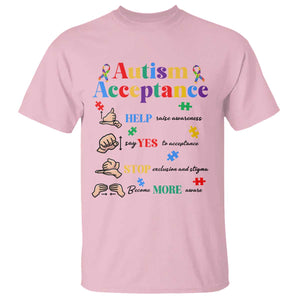 Autism Awareness Acceptance Hand Sign Language SPED Teacher T Shirt TS11 Light Pink Print Your Wear