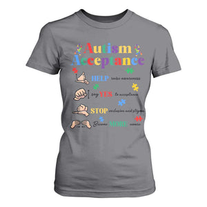 Autism Awareness Acceptance Hand Sign Language SPED Teacher T Shirt For Women TS11 Charcoal Print Your Wear