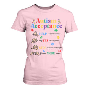 Autism Awareness Acceptance Hand Sign Language SPED Teacher T Shirt For Women TS11 Light Pink Print Your Wear
