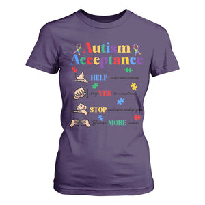 Autism Awareness Acceptance Hand Sign Language SPED Teacher T Shirt For Women TS11 Purple Print Your Wear