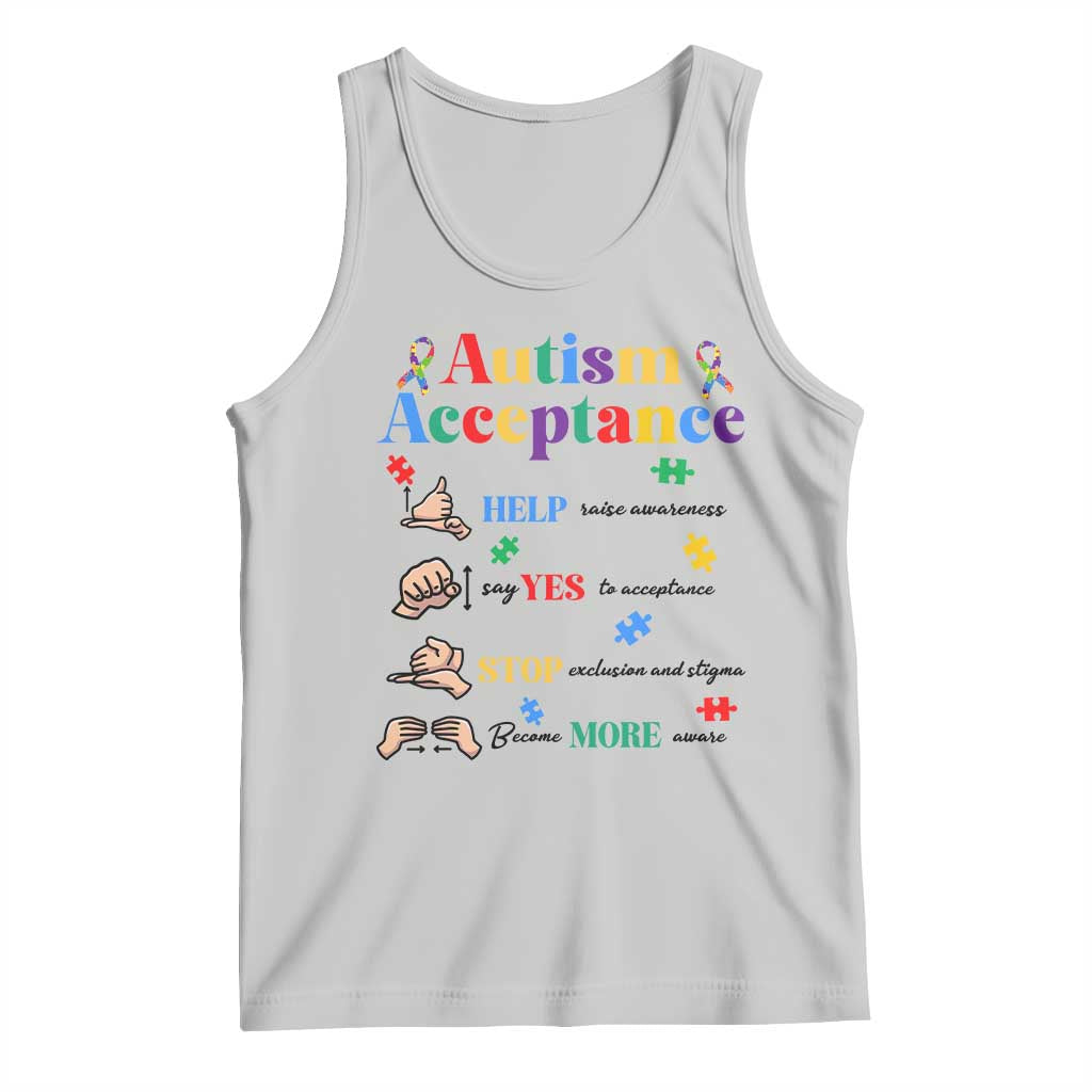 Autism Awareness Acceptance Hand Sign Language SPED Teacher Tank Top TS11 Ash Print Your Wear