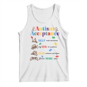 Autism Awareness Acceptance Hand Sign Language SPED Teacher Tank Top TS11 White Print Your Wear