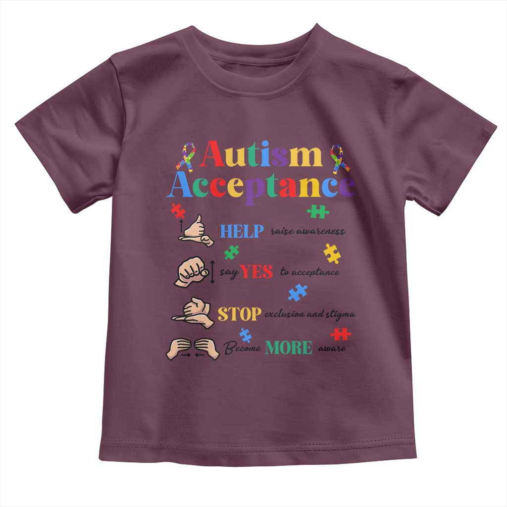 Autism Awareness Acceptance Hand Sign Language SPED Teacher Toddler T Shirt TS11 Maroon Print Your Wear