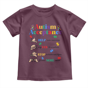 Autism Awareness Acceptance Hand Sign Language SPED Teacher Toddler T Shirt TS11 Maroon Print Your Wear