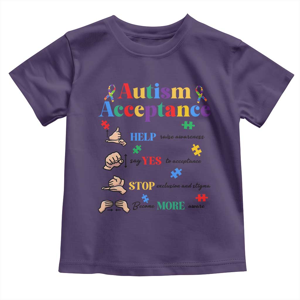 Autism Awareness Acceptance Hand Sign Language SPED Teacher Toddler T Shirt TS11 Purple Print Your Wear