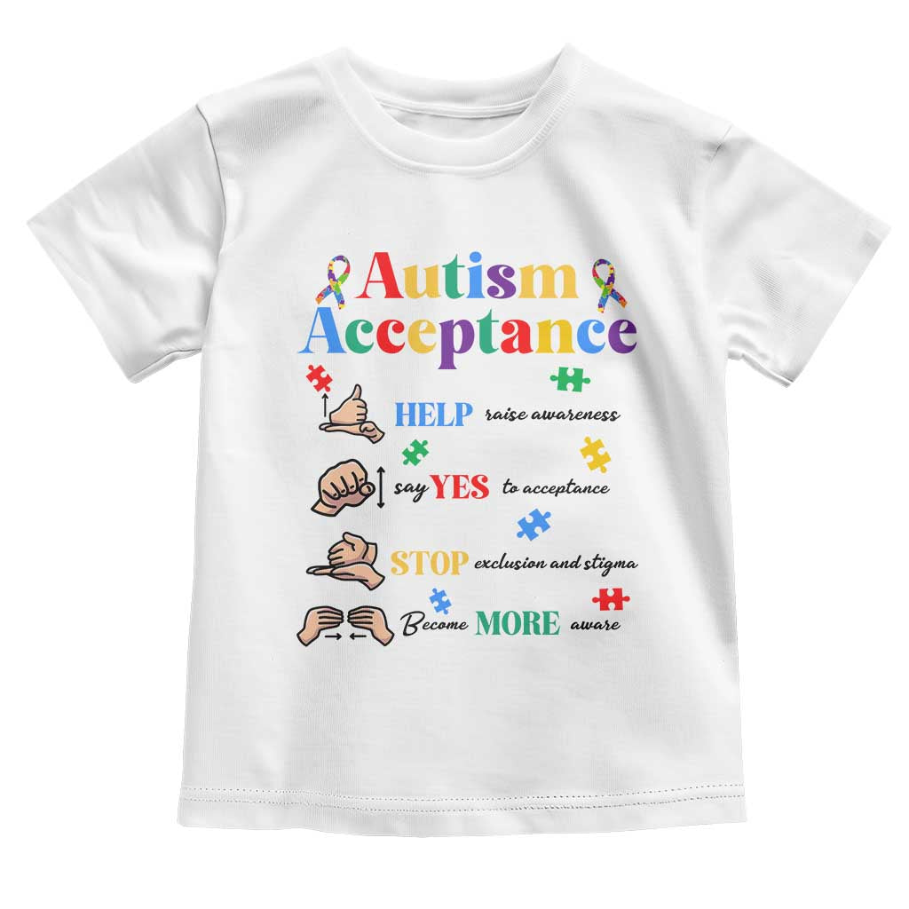 Autism Awareness Acceptance Hand Sign Language SPED Teacher Toddler T Shirt TS11 White Print Your Wear