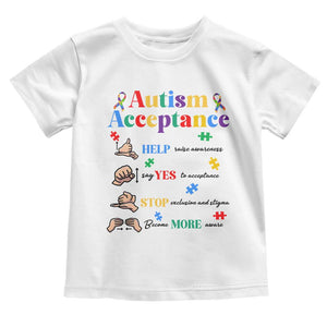 Autism Awareness Acceptance Hand Sign Language SPED Teacher Toddler T Shirt TS11 White Print Your Wear