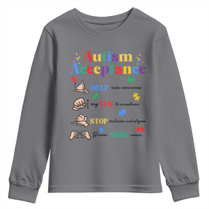 Autism Awareness Acceptance Hand Sign Language SPED Teacher Youth Sweatshirt TS11 Charcoal Print Your Wear