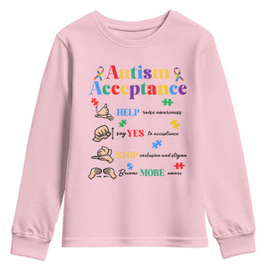 Autism Awareness Acceptance Hand Sign Language SPED Teacher Youth Sweatshirt TS11 Light Pink Print Your Wear