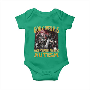 God Gives His Most Powerful Soldiers Autism Baby Onesie Funny Hard Skeleton Meme TS11 Irish Green Print Your Wear