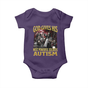 God Gives His Most Powerful Soldiers Autism Baby Onesie Funny Hard Skeleton Meme TS11 Purple Print Your Wear