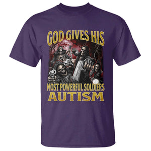 God Gives His Most Powerful Soldiers Autism T Shirt Funny Hard Skeleton Meme TS11 Purple Print Your Wear