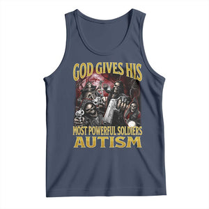 God Gives His Most Powerful Soldiers Autism Tank Top Funny Hard Skeleton Meme TS11 Navy Print Your Wear