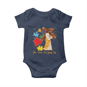 Autism Awareness Jesus Baby Onesie Oh How He Loves Us Christian Bible Verse TS11 Navy Print Your Wear