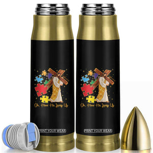 Autism Awareness Jesus Bullet Tumbler Oh How He Loves Us Christian Bible Verse TS11 Black Print Your Wear
