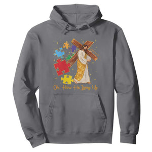 Autism Awareness Jesus Hoodie Oh How He Loves Us Christian Bible Verse TS11 Charcoal Print Your Wear