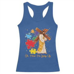 Autism Awareness Jesus Racerback Tank Top Oh How He Loves Us Christian Bible Verse TS11 Royal Blue Print Your Wear