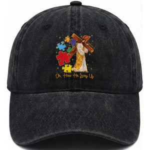 Autism Awareness Jesus Washed Cotton Baseball Cap Oh How He Loves Us Christian Bible Verse TS11 Print Your Wear