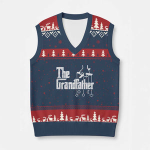 The Grandfather V-Neck Knit Sweater Vest Funny Grandpa Italian Mafia Style Father's Day