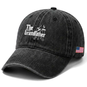 The Grandfather Washed Cotton Baseball Cap Funny Grandpa Italian Mafia Style Father's Day