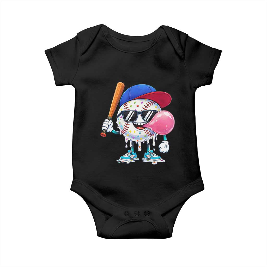 Baseball Bubble Gum Sports Game Day Baby Onesie TS11 Black Print Your Wear