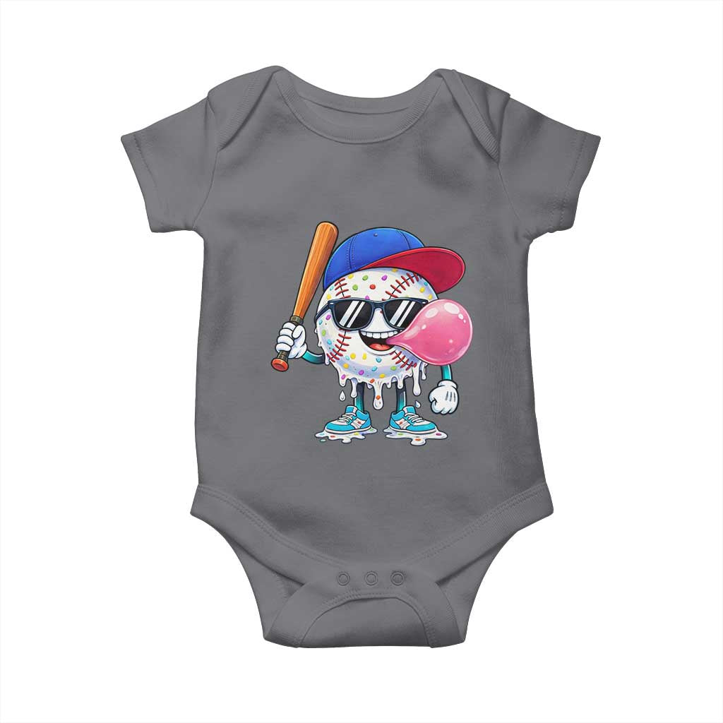 Baseball Bubble Gum Sports Game Day Baby Onesie TS11 Charcoal Print Your Wear