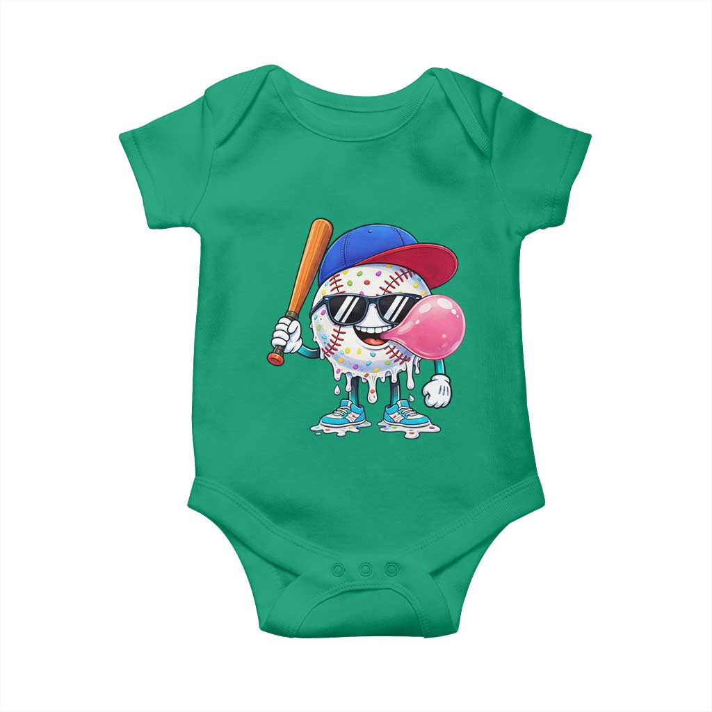 Baseball Bubble Gum Sports Game Day Baby Onesie TS11 Irish Green Print Your Wear