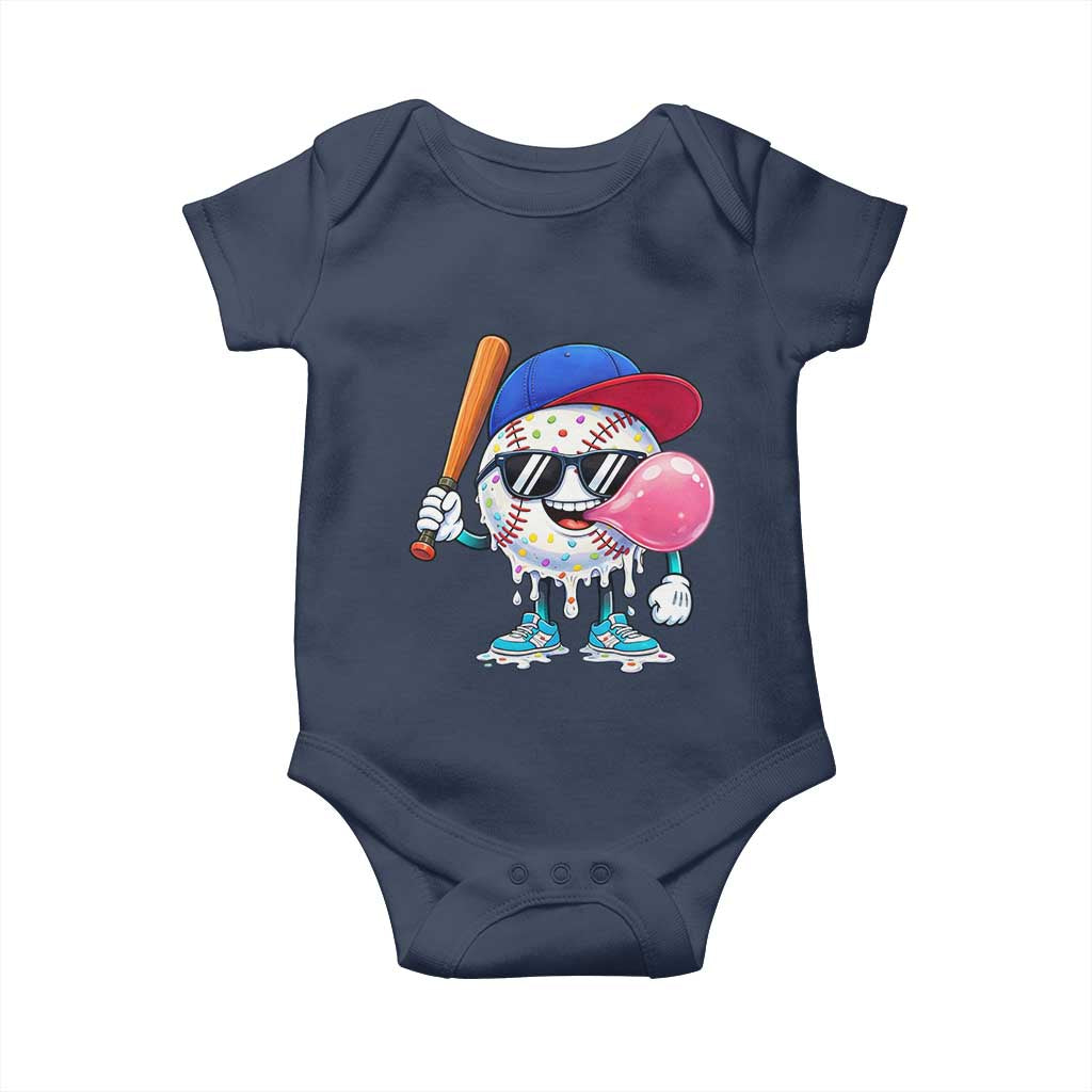 Baseball Bubble Gum Sports Game Day Baby Onesie TS11 Navy Print Your Wear