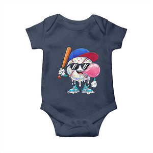 Baseball Bubble Gum Sports Game Day Baby Onesie TS11 Navy Print Your Wear
