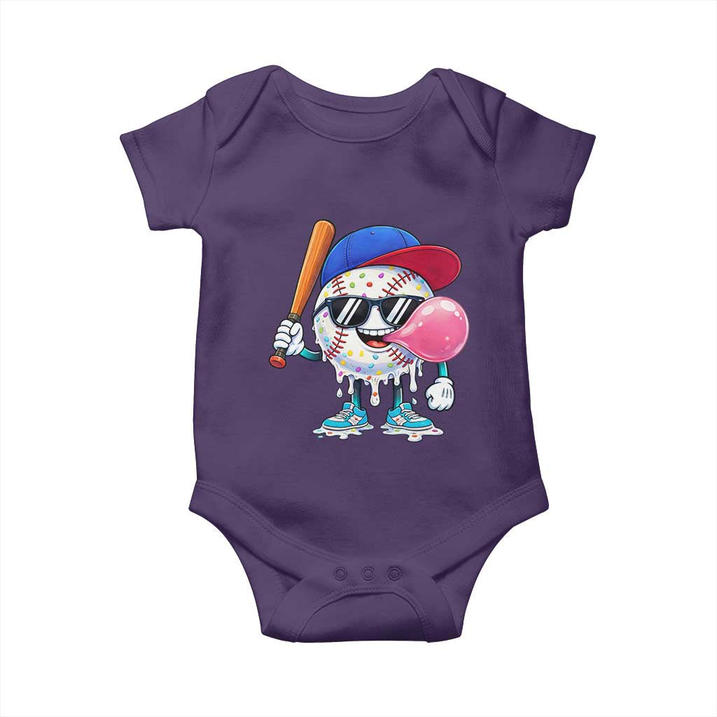 Baseball Bubble Gum Sports Game Day Baby Onesie TS11 Purple Print Your Wear