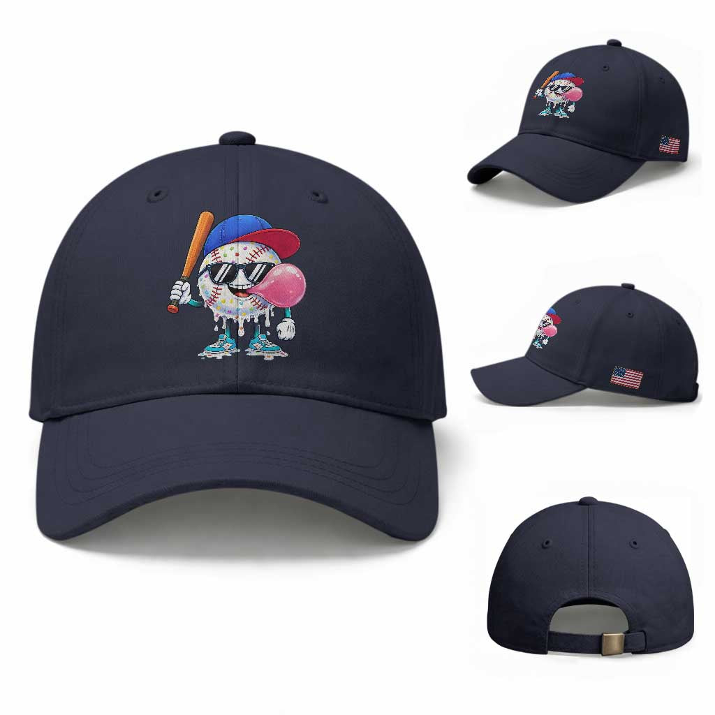 Baseball Bubble Gum Sports Game Day Baseball Cap TS11 Baseball Cap Universal Fit Navy Print Your Wear