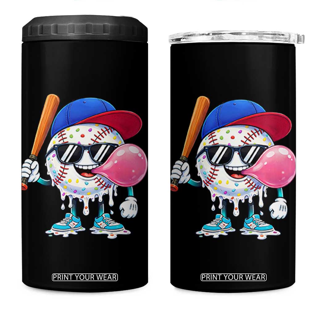 Baseball Bubble Gum Sports Game Day 4 in 1 Can Cooler Tumbler TS11 One Size: 16 oz Black Print Your Wear
