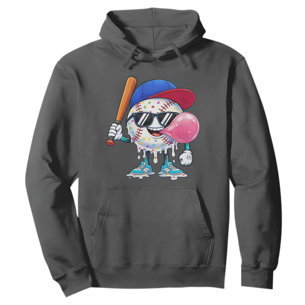 Baseball Bubble Gum Sports Game Day Hoodie TS11 Dark Heather Print Your Wear