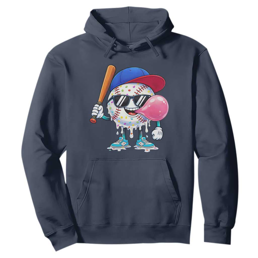 Baseball Bubble Gum Sports Game Day Hoodie TS11 Navy Print Your Wear